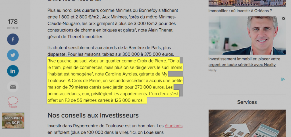 L'express My Toulouse investissemnet